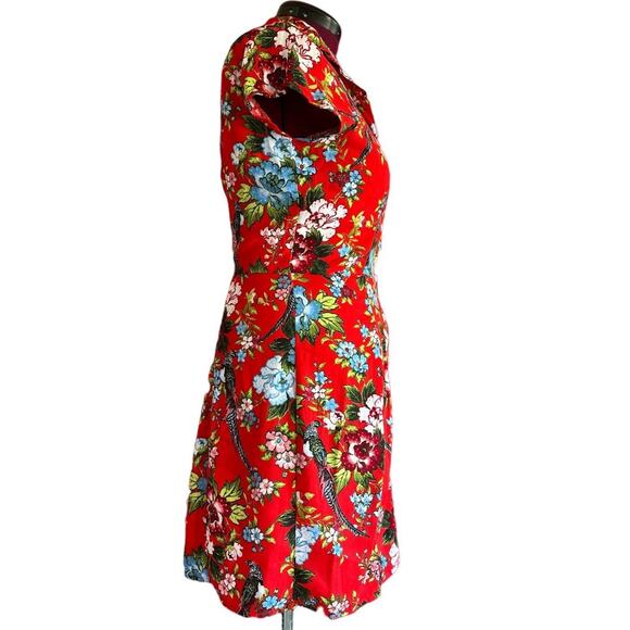 Womens Dress Size 16 Red Floral Tropical Vacation Resort Ready Packable - Picture 3 of 8